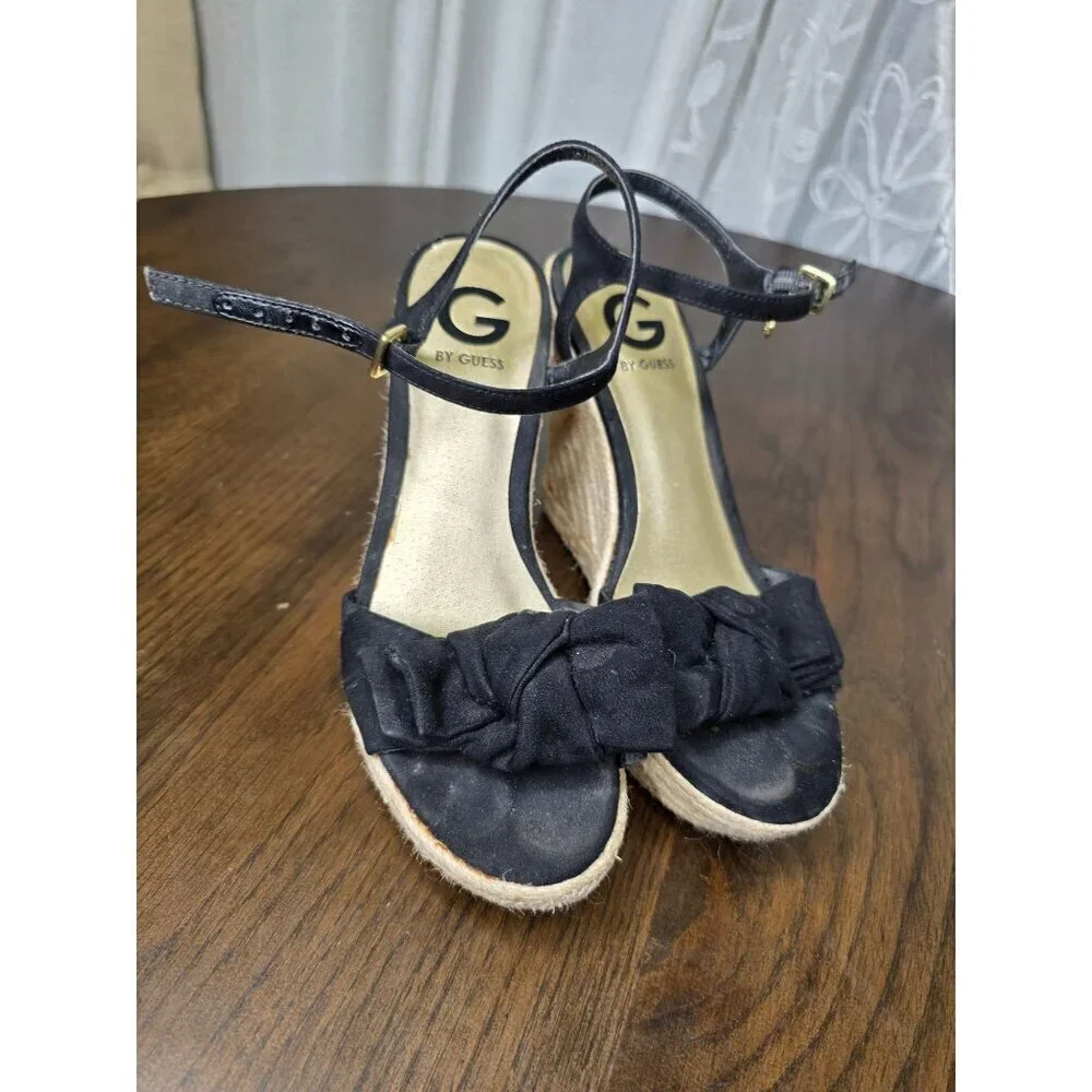 G by‎ Guess platform sandals wedges Black women size 7